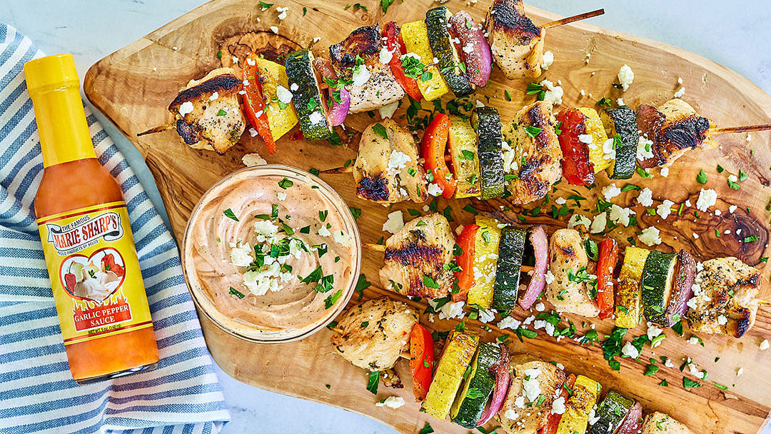 Spicy Chicken and Vegetable Kebabs with Marie Sharp’s Garlic Habanero Pepper Sauce - The Pepper Pantry (Formerly Marie Sharp's)