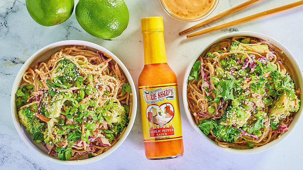 Spicy Soba Noodle Salad with Marie Sharp’s Garlic Habanero Pepper Sauce - The Pepper Pantry (Formerly Marie Sharp's)