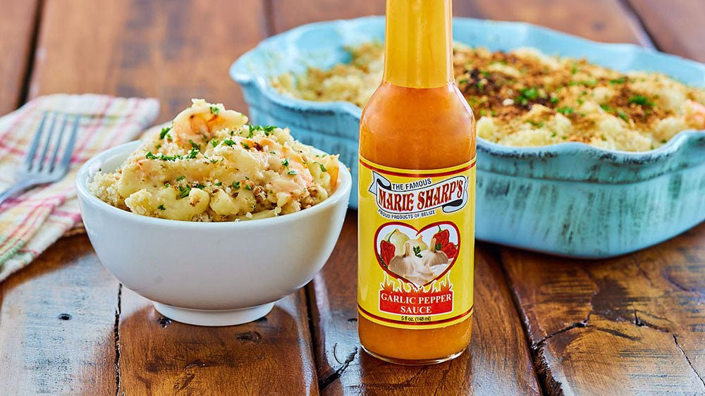 Garlic Shrimp Mac and Cheese Recipe with Marie Sharp’s Garlic Habanero Pepper Sauce - The Pepper Pantry (Formerly Marie Sharp's)