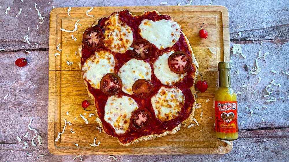 Keto Garlic Tomato Pineapple Pizza Recipe / Marie Sharp's Pure Love Pineapple Habanero Pepper Sauce - The Pepper Pantry (Formerly Marie Sharp's)