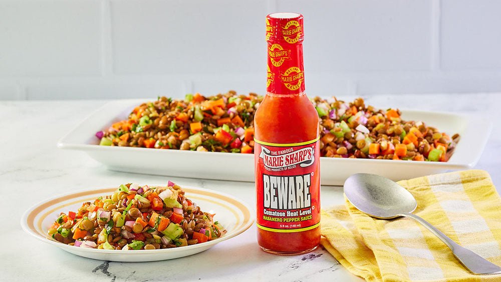 Spicy Lentil Salad with Marie Sharp’s Beware Comatose Habanero Pepper Sauce - The Pepper Pantry (Formerly Marie Sharp's)