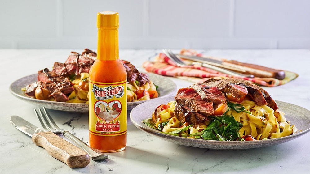 Steak and Fettuccine with Marie Sharp’s Garlic Habanero Pepper Sauce - The Pepper Pantry (Formerly Marie Sharp's)