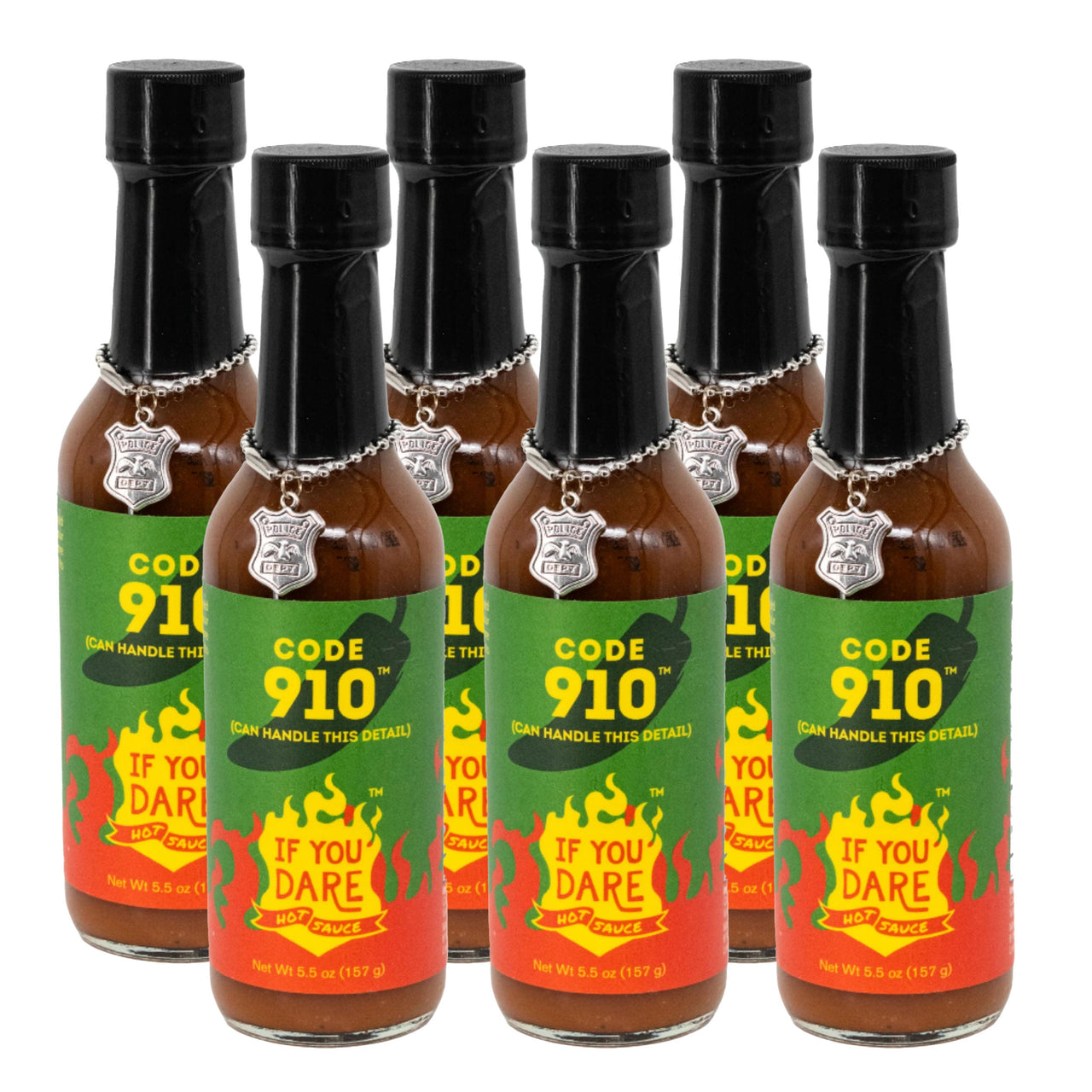 Code 910 Hot Sauce | Pack of 6 | 5.5 oz | Medium Heat Level | If You Dare Foods