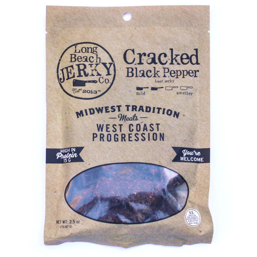 Beef Jerky | 2.5 oz. | Cracked Black Pepper Flavor | High Protein Snack | Bold and Savory | Made with REAL Beef | Perfect On The Go Snack