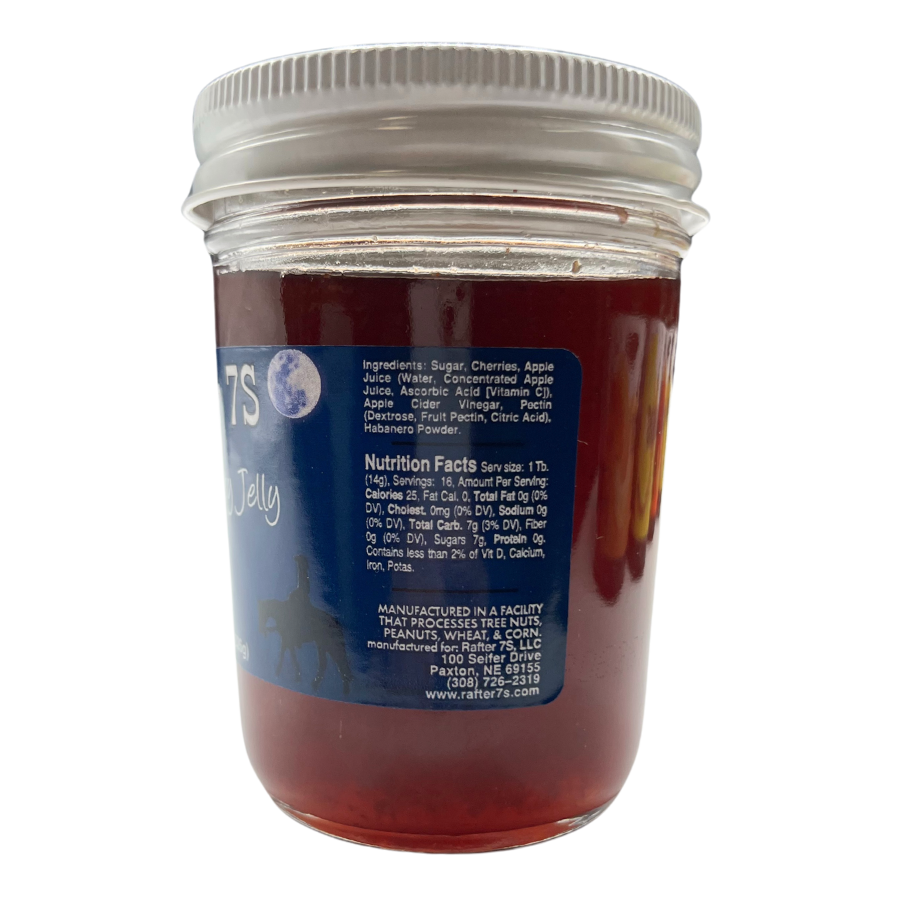 Spicy Cherry Jelly | 8 oz. Jar | 3 Pack | Sweet & Spicy Jelly Spread | Fresh Cherries | Made in Paxton, NE | Rafter 7S