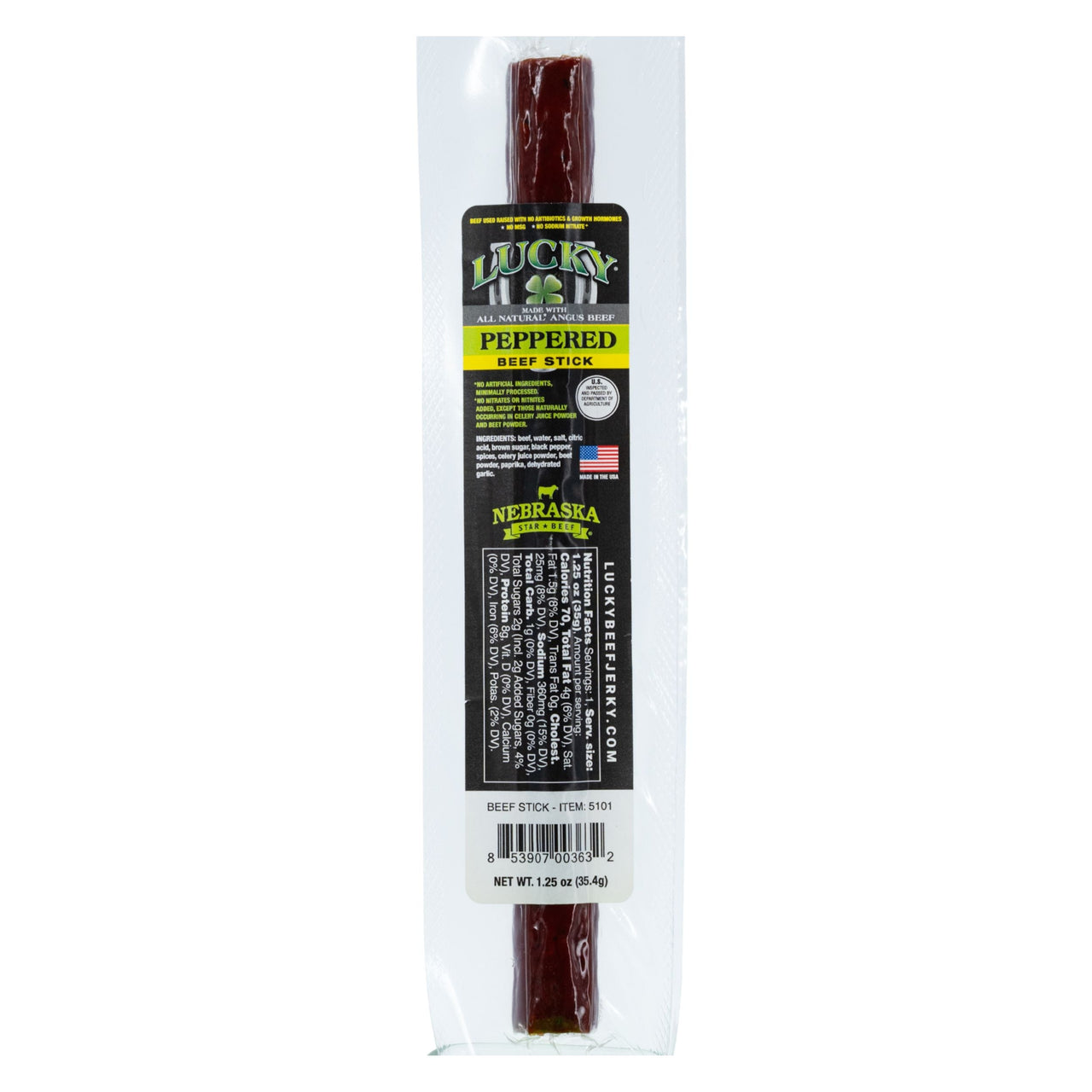 Black Pepper Beef Stick | 1.25 oz. | Pack of 6 | All Natural Angus Beef | Perfectly Seasoned | Made in Holdrege, NE | Nebraska Star Beef