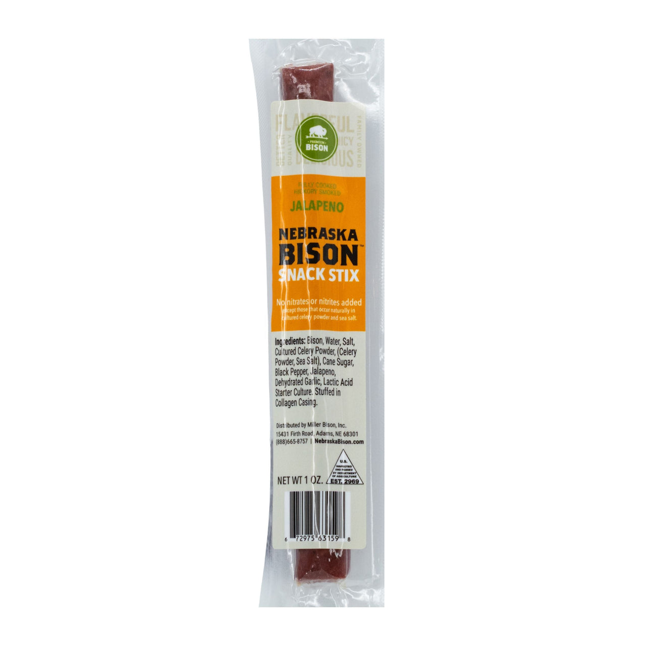 Bison Jalapeno Meat Stick | 1 oz. | Snack Stix | Spicy Kick Of Heat | Delicious, Tender Bison Meat