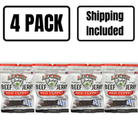 Red Pepper Beef Jerky | 3 oz. Bag | Mouthwatering Medley Of Beef, Pepper, & Brown Sugar | Cooked To Tender Perfection | All Natural | Hand Selected Cattle | Naturally High In Protein | 4 Pack | Shipping Included