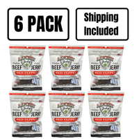 Red Pepper Beef Jerky | 3 oz. Bag | Perfect Balance Of Beef, Pepper, & Brown Sugar | Tender Cut Pieces | Burst Of Spicy Flavor | All Natural | Carefully Cooked, Cut, & Trimmed | Nebraska Cattle | Rich Source Of Natural Protein | 6 Pack | Shipping Included