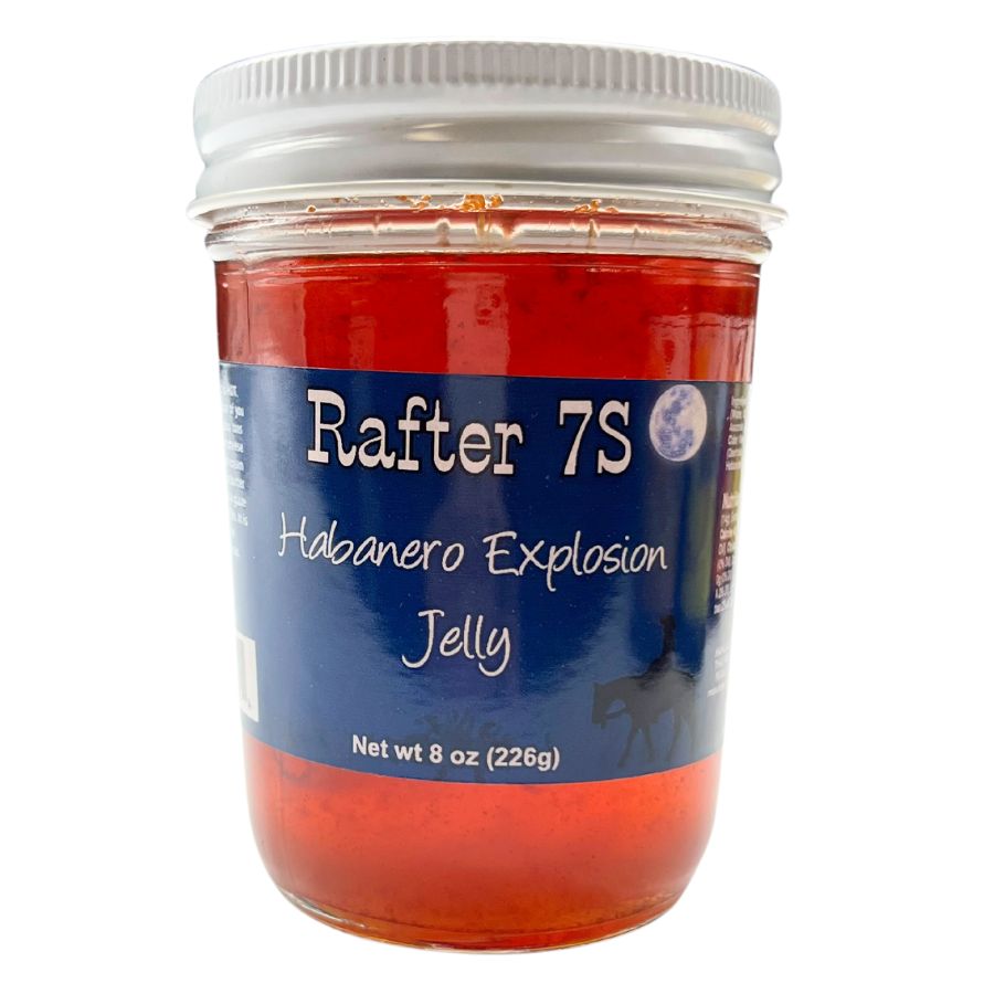 Habanero Explosion Jelly | 8 oz. | 3 Pack | Spicy Jelly | Meat Glaze | Cream Cheese Topping | Made in Paxton, NE | Rafter 7S