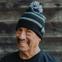 Black / Heather Grey Stripe Pom Pom Beanie (Trejo's Tacos) - The Pepper Pantry (Formerly Marie Sharp's)