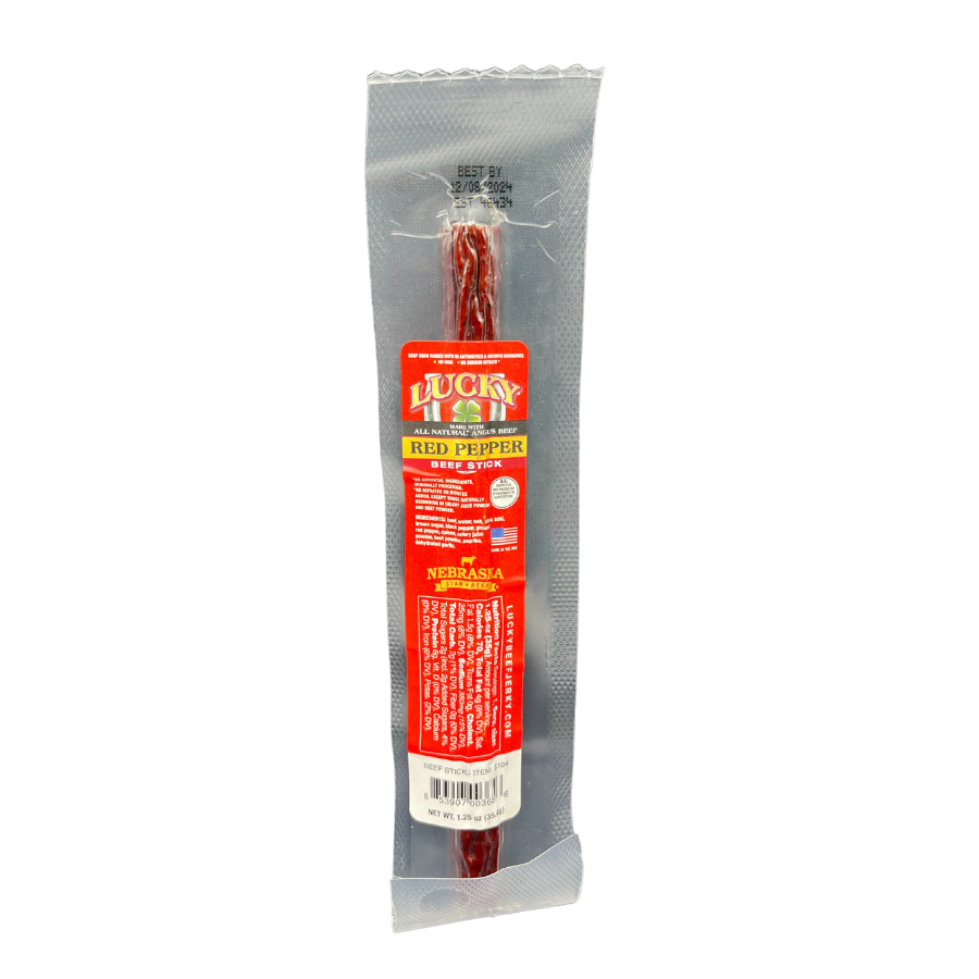 Red Pepper Beef Stick | 1.25 oz. | Hot, Sweet, & Premium All Natural Beef | Spicy, Quick Snack | All Natural | Nebraska Angus Beef | Expertly Cooked & Seasoned | Lean, Tender Beef | 12 Pack | Shipping Included