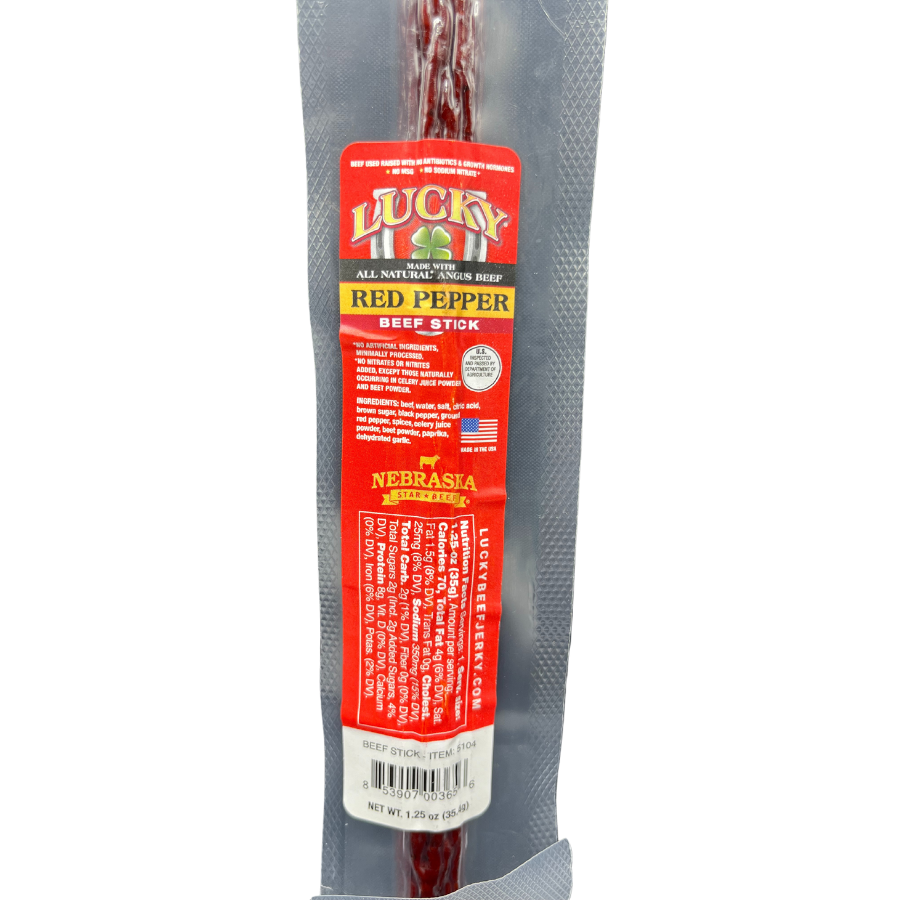 Red Pepper Beef Stick | 1.25 oz. | Mouthwatering Combination Of Hot, Sweet, & Premium All Natural Beef | Perfect For Spice Lovers | Spicy Snack | All Natural | Nebraska Beef | Expertly Cooked & Seasoned | Lean, Tender Beef