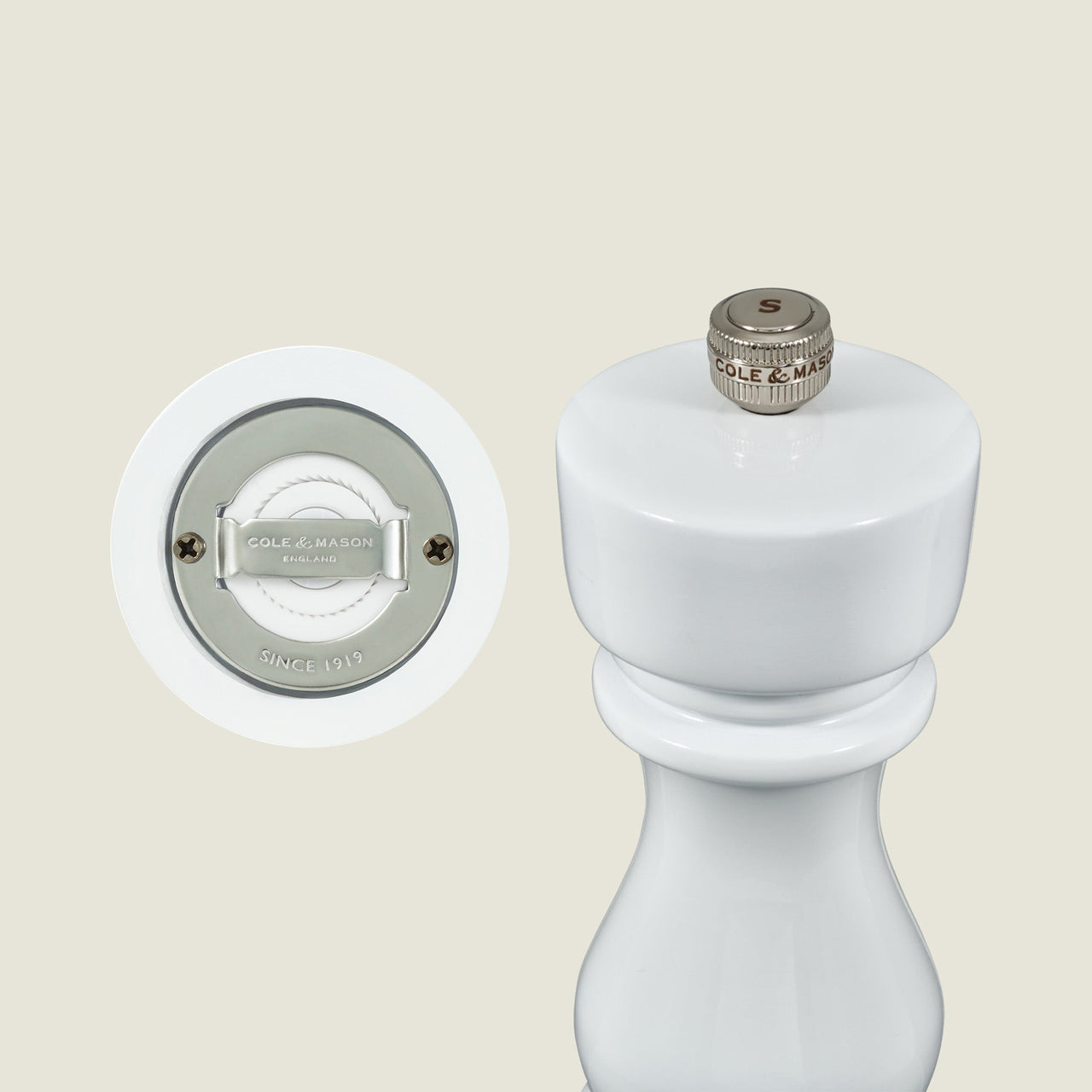 Cole & Mason London White Gloss Salt & Pepper Mills 7"