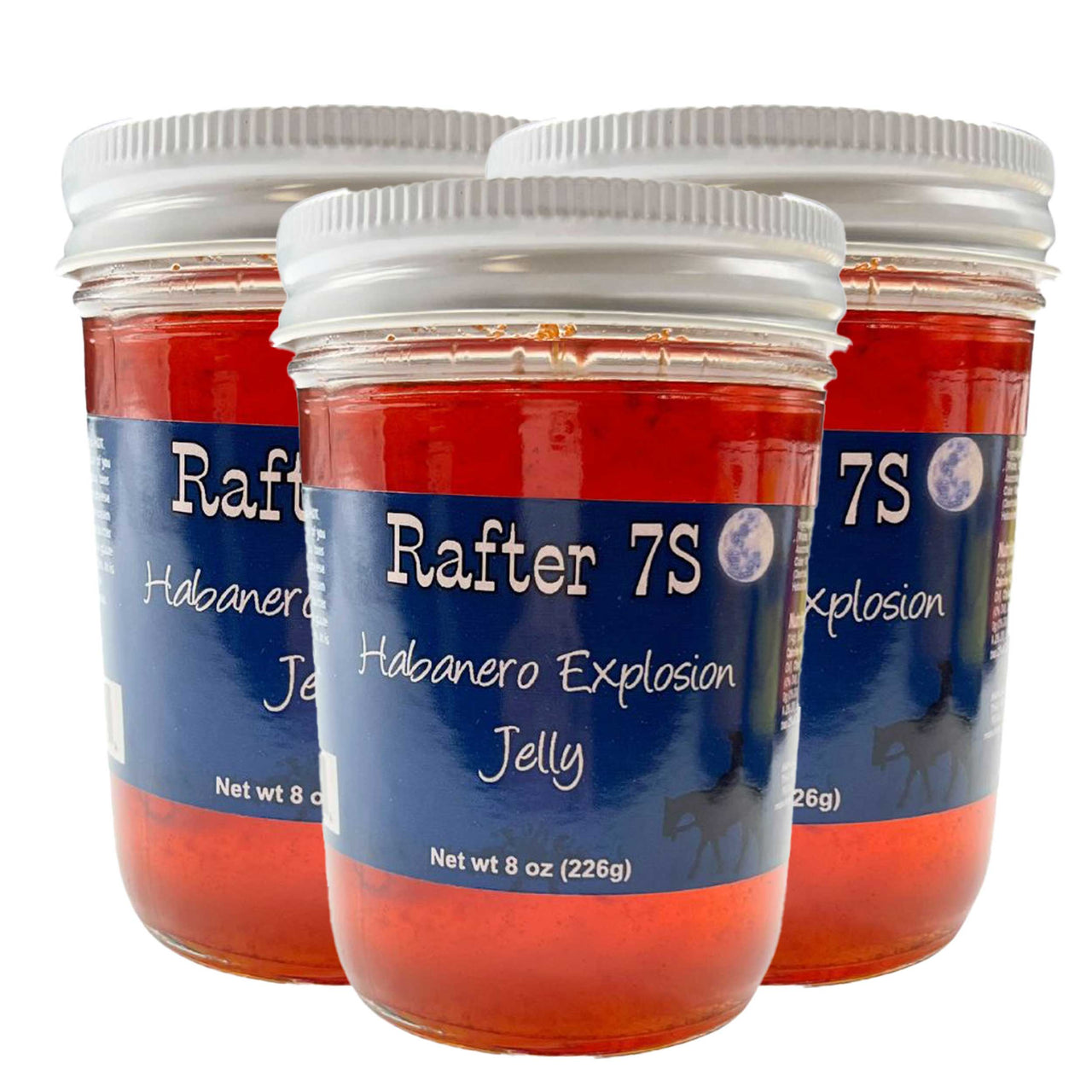 Habanero Explosion Jelly | 8 oz. | 3 Pack | Spicy Jelly | Meat Glaze | Cream Cheese Topping | Made in Paxton, NE | Rafter 7S