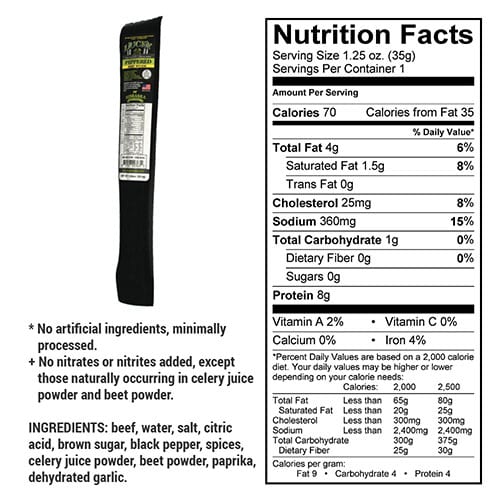 Black Pepper Beef Stick | 1.25 oz. | All Natural Angus Beef | Perfectly Seasoned | Made in Holdrege, NE | Nebraska Star Beef