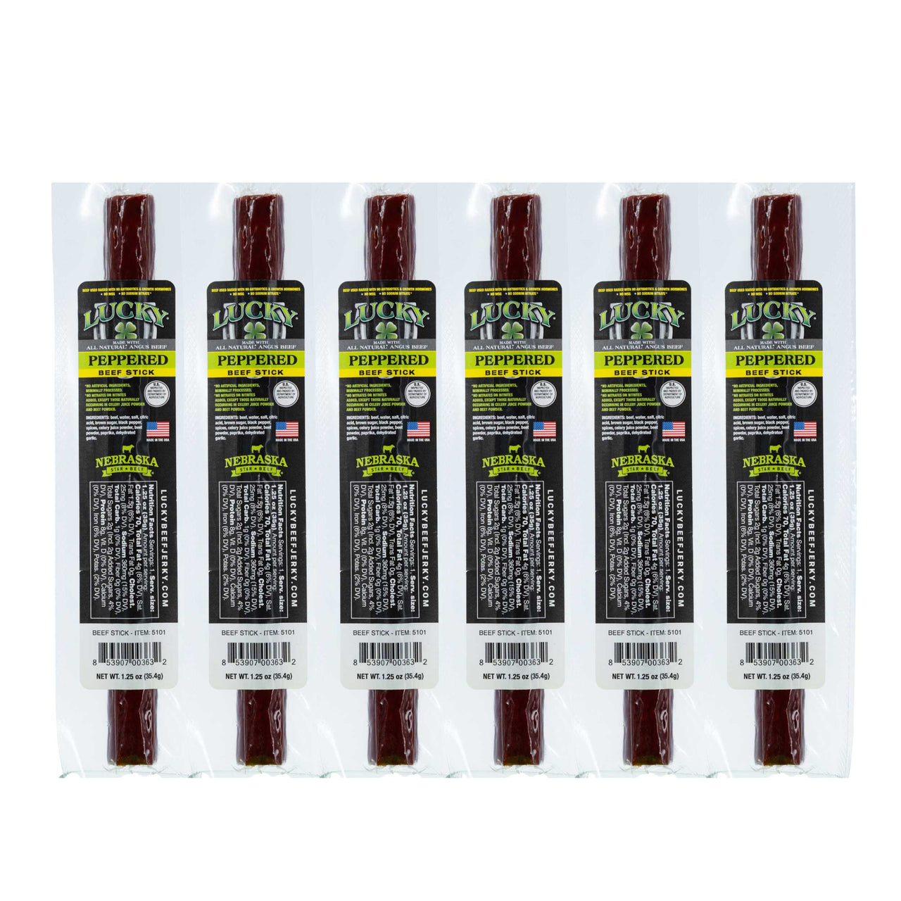 Black Pepper Beef Stick | 1.25 oz. | Pack of 6 | All Natural Angus Beef | Perfectly Seasoned | Made in Holdrege, NE | Nebraska Star Beef