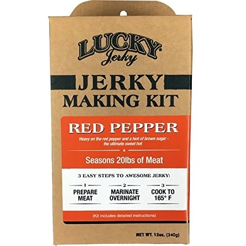 Jerky Making Kit | 12 oz. Box | Red Pepper Flavor | Sweet & Hot Combination | Punch Of Heat | Coarse & Fine Ground Cayenne Pepper Blended With Brown Sugar | Easy To Assemble | Fun Family Project | Seasons 20 LBS. Of Meat