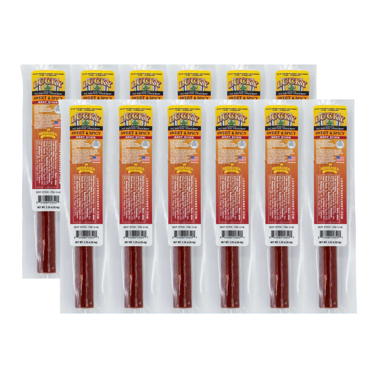 Sweet & Spicy Beef Stick | 1.25 oz. | Bold Teriyaki & Red Pepper Flake Blend | Premium Angus Beef | Cooked To Tender Perfection | Quick Sweet & Spicy Snack | Nebraska Beef | 12 Pack | Shipping Included