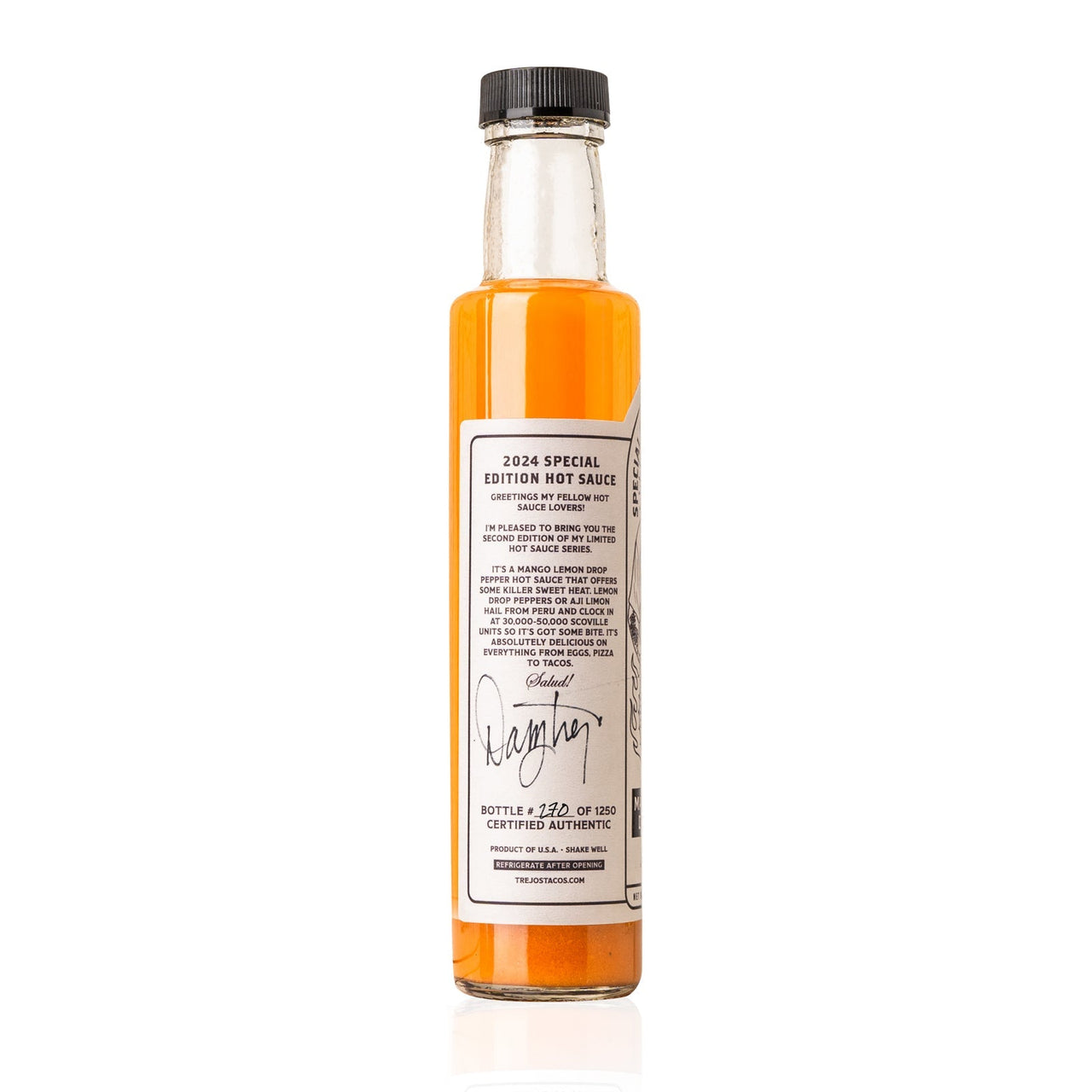 Trejo's Mango and Lemon Drop Pepper Hot Sauce Special Edition - Signed and Numbered - The Pepper Pantry (Formerly Marie Sharp's)