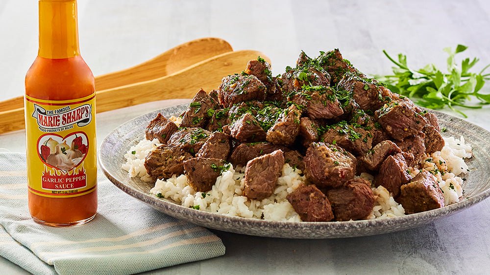 Garlic Grilled Steak Tips with Marie Sharp’s Garlic Habanero Pepper Sauce - Pepperheadz Company Store