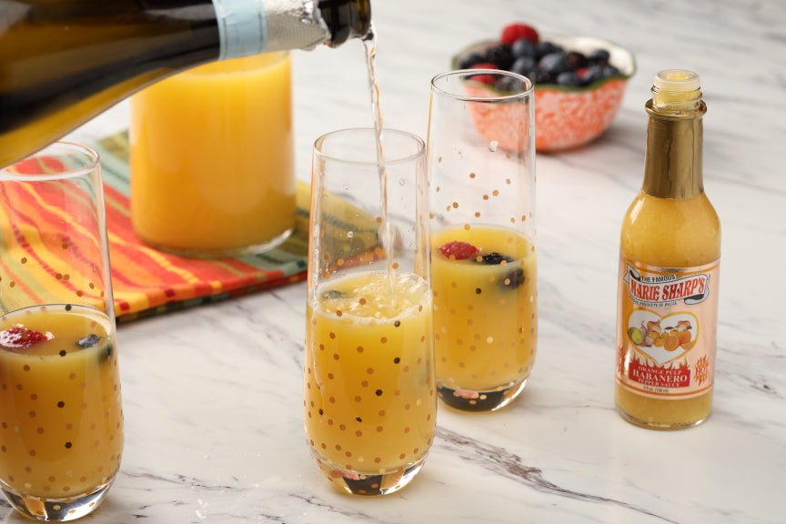 Mimosa Recipe to Warm Your Heart and Your Tastebuds with Marie Sharp's Orange Pulp Habanero Sauce - The Pepper Pantry (Formerly Marie Sharp's)