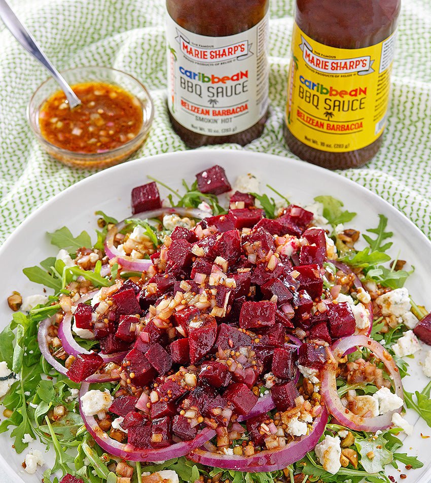 Roasted Beet Salad with Marie Sharp’s Caribbean BBQ Sauce – Belizean Barbacoa - The Pepper Pantry (Formerly Marie Sharp's)