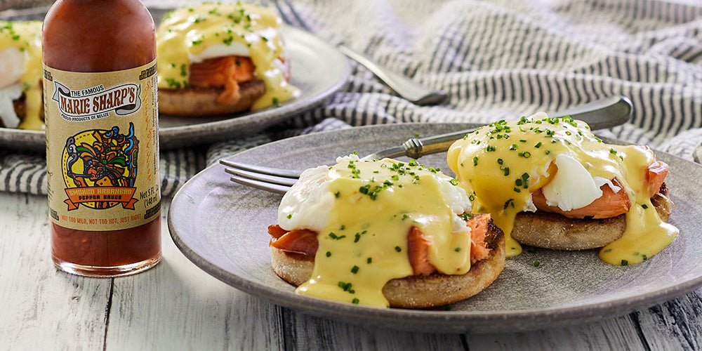 Smoked Salmon Eggs Benedict Recipe with Marie Sharp’s Smoked Habanero Sauce - The Pepper Pantry (Formerly Marie Sharp's)