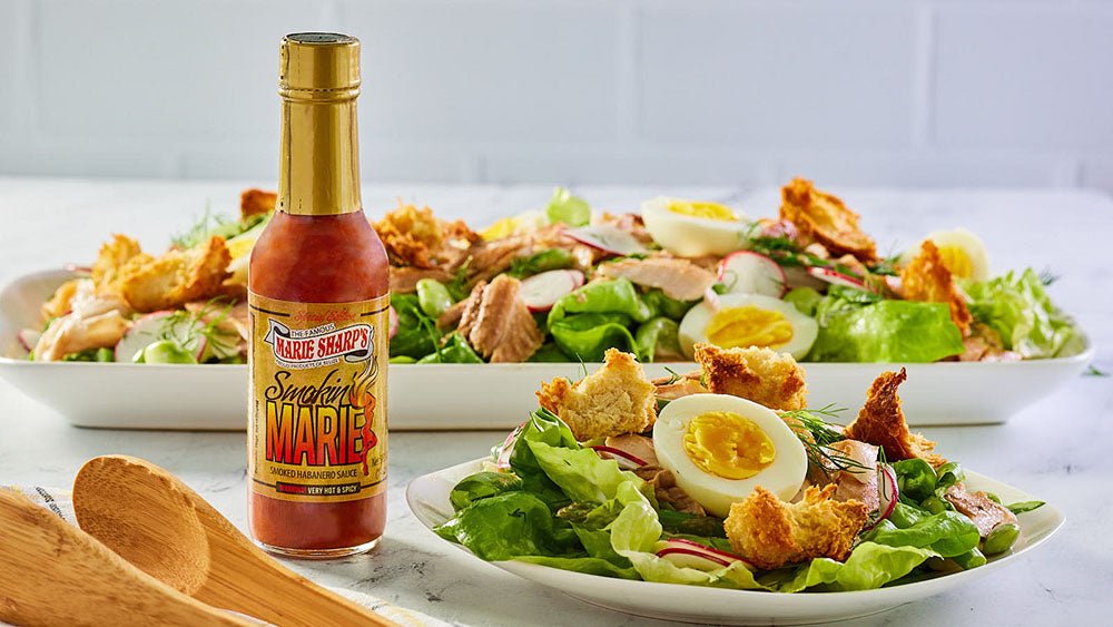 Smoked Trout Caesar Salad with Marie Sharp’s Smokin' Marie Habanero Pepper Sauce - The Pepper Pantry (Formerly Marie Sharp's)