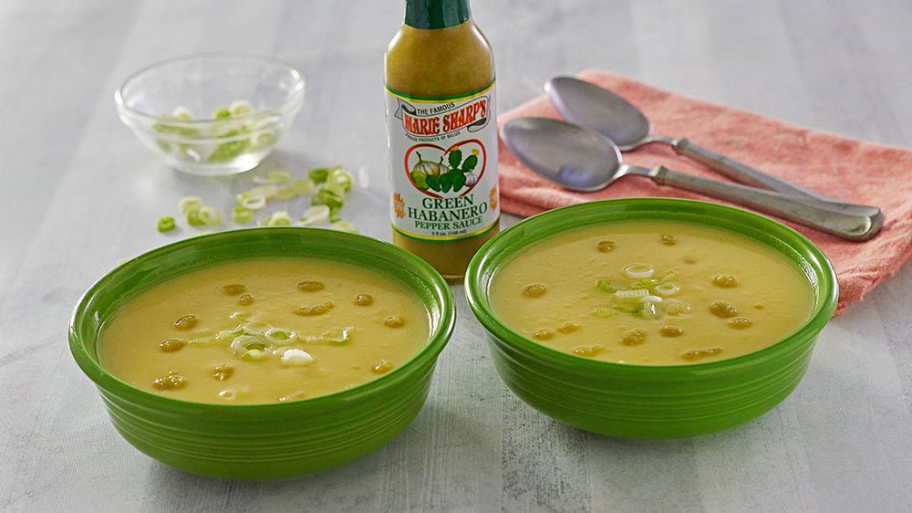 Spicy Potato Leek Soup Recipe with Marie Sharps Green Cactus Habanero Hot Sauce - The Pepper Pantry (Formerly Marie Sharp's)