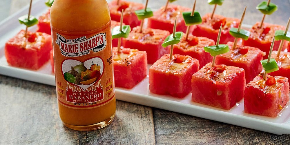 Watermelon Snacks with Marie Sharp’s Pure Mango Habanero Hot Sauce - The Pepper Pantry (Formerly Marie Sharp's)