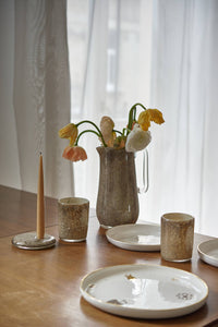 Hand Blown Glass Water Pitcher: Brown Marble