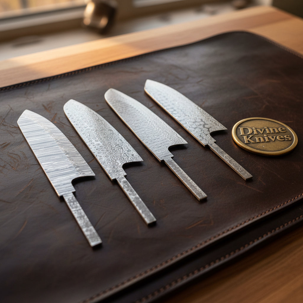 Santoku and Bunka Blade Blanks Set for Custom Kitchen Knives