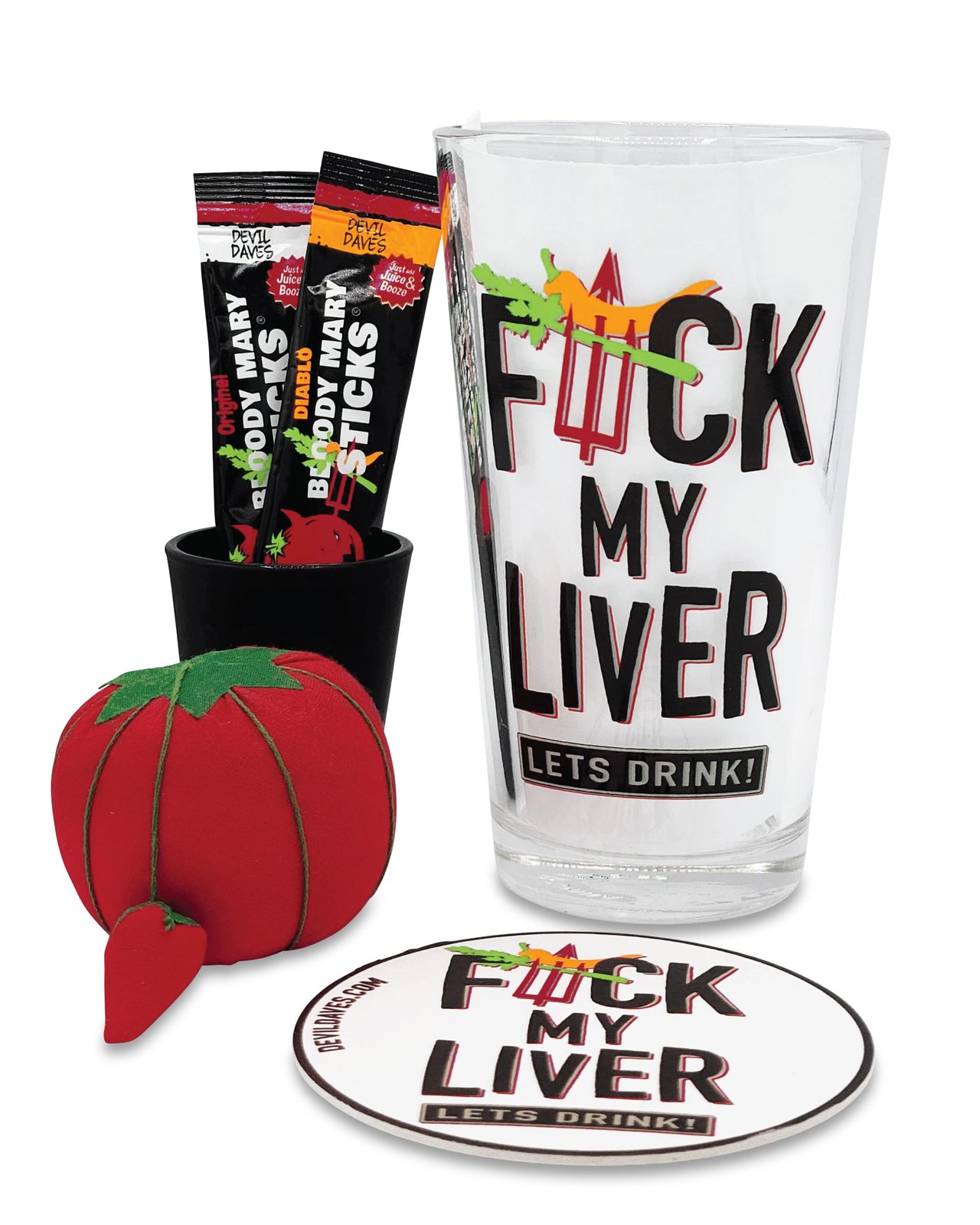 FΨck My Liver Pint Glass - 16 oz | 2 Sticks Included