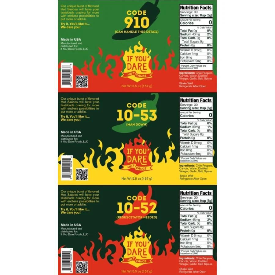 Code 910 Hot Sauce | Pack of 3 | 5.5 oz | Medium Heat Level | If You Dare Foods