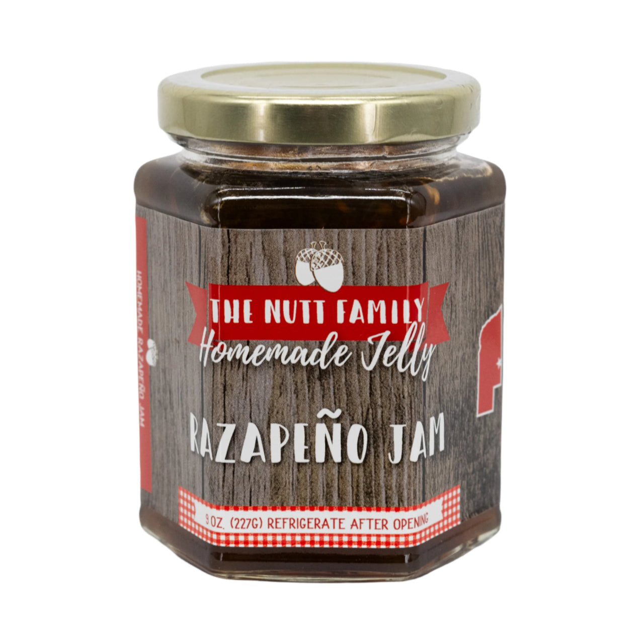 Razapeño Jam | 8 oz. Jar | Raspberry & Jalapeno Jam | Fruity Spice | Homemade Pepper Spread | Made in Ravenna, NE | Nutt Family Jams and Jellies