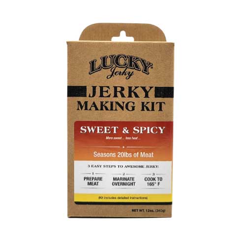 Jerky Making Kit | 12 oz. Box | Sweet & Spicy Flavor | Perfect Blend Of Teriyaki, Brown Sugar, & A Dash Of Red Pepper Heat  | Detailed Instructions Included | Sweet And Savory Flavor | Fun Family Project | Nebraska Jerky | Seasons 20 LBS. Of Meat