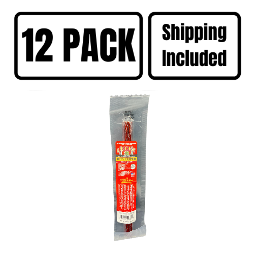 Red Pepper Beef Stick | 1.25 oz. | Hot, Sweet, & Premium All Natural Beef  | Spicy, Quick Snack | All Natural | Nebraska Angus Beef | Expertly Cooked & Seasoned | Lean, Tender Beef | 12 Pack | Shipping Included