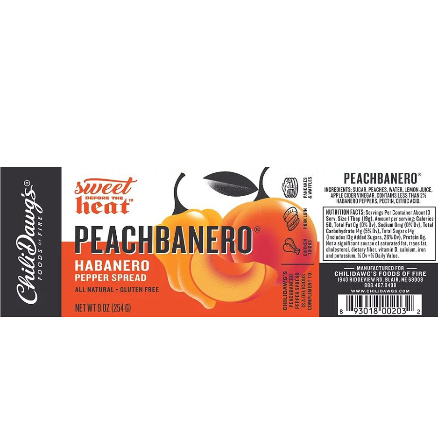 Peachbanero Pepper Spread | 9 oz | Gluten Free | Chili Dawg's Foods of Fire