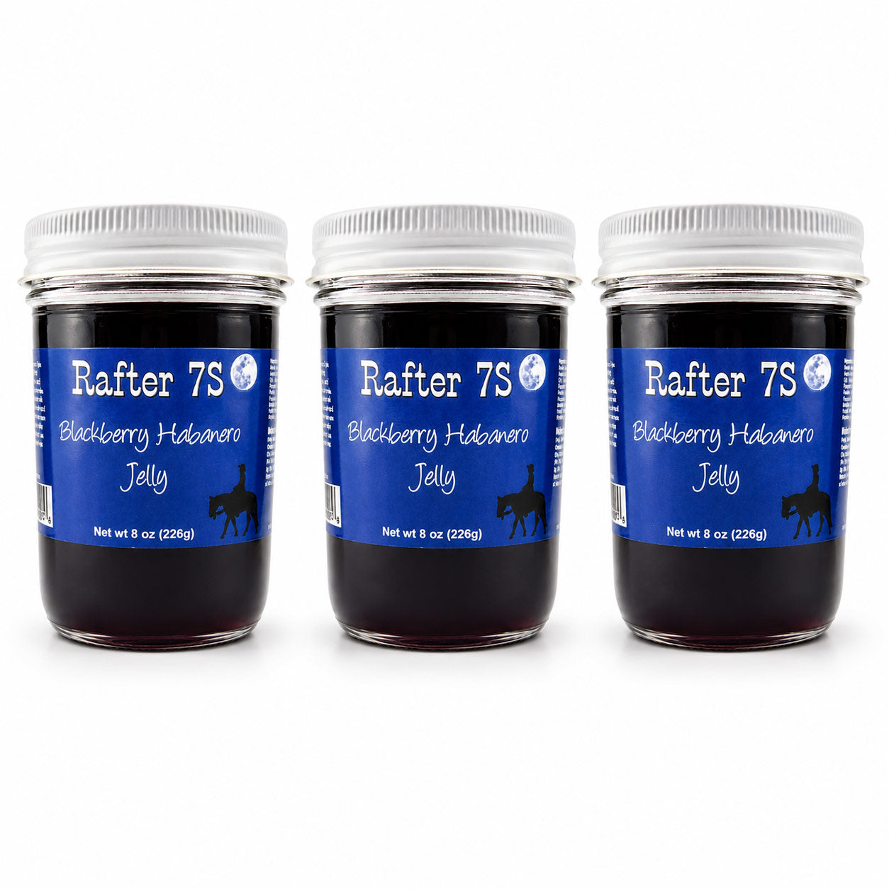 Blackberry Habanero Jelly | 8 oz. | 3 Pack | Fruity Spice | Hand-Picked Berries | Sweet & Spicy Jelly | Made in Paxton, NE | Rafter 7S