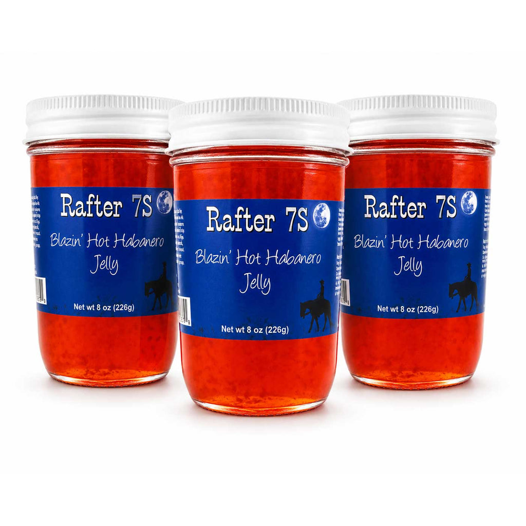 Blazin' Hot Habanero Jelly | 8 oz. | 3 Pack | Flaming Fruit Jelly | Cream Cheese Dip | Made in Paxton, NE | Rafter 7S