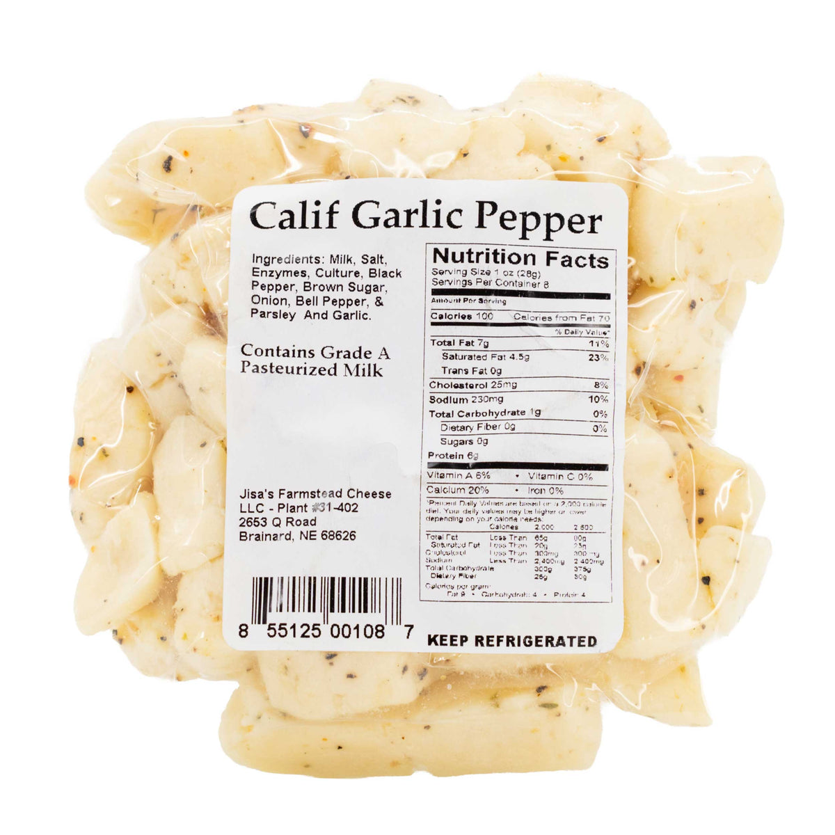 Best Nebraska Farmstead Cheese 6 Piece Sampler | Garlic Pepper, Cheddar, Havarti, Jalapeno, Spinach & Artichoke, Bacon | Hand-Cut and Carefully Aged