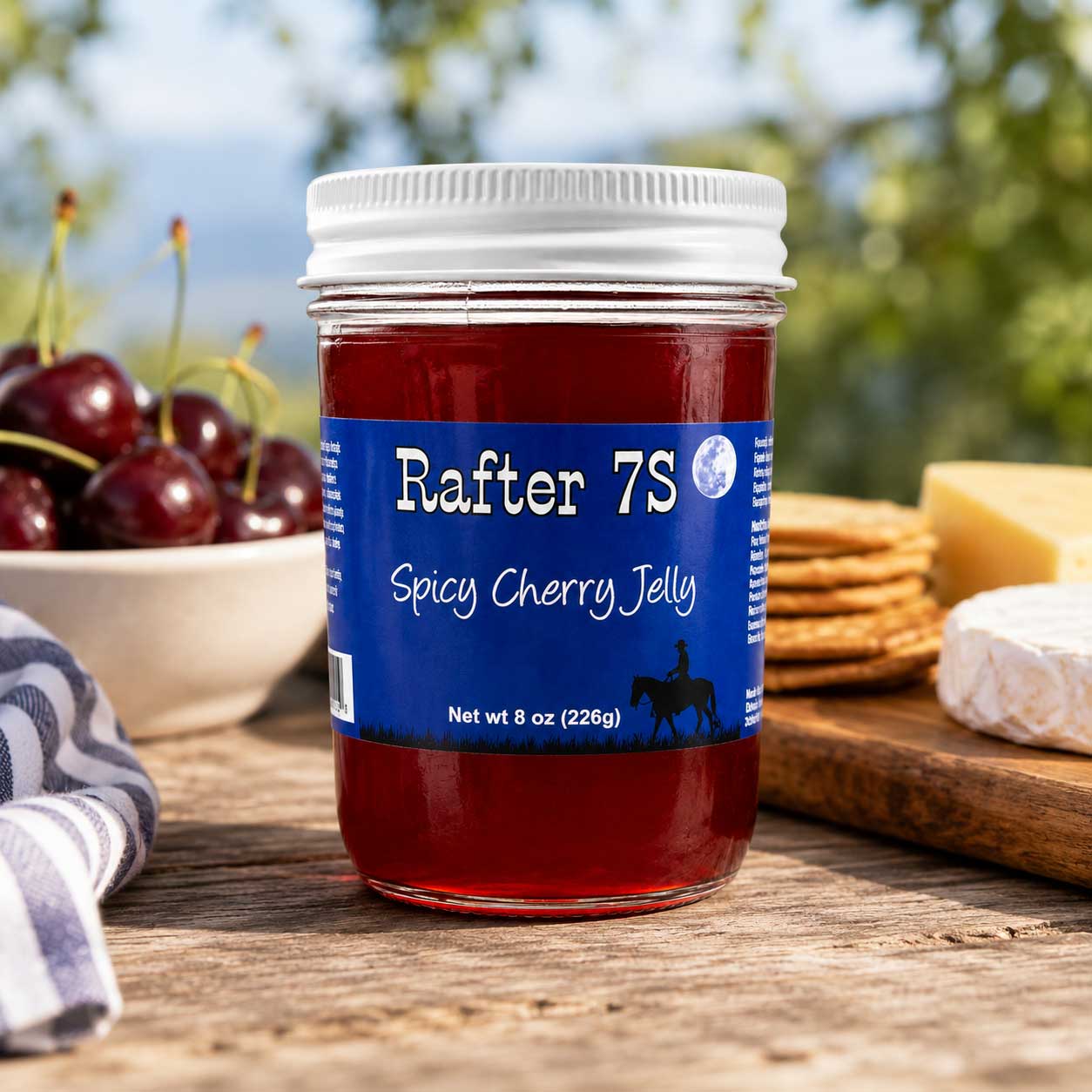 Spicy Cherry Jelly | 8 oz. Jar | All Natural | No Preservatives | Sandwich Spread | Fresh Cherries | Made in Paxton, NE | Rafter 7S