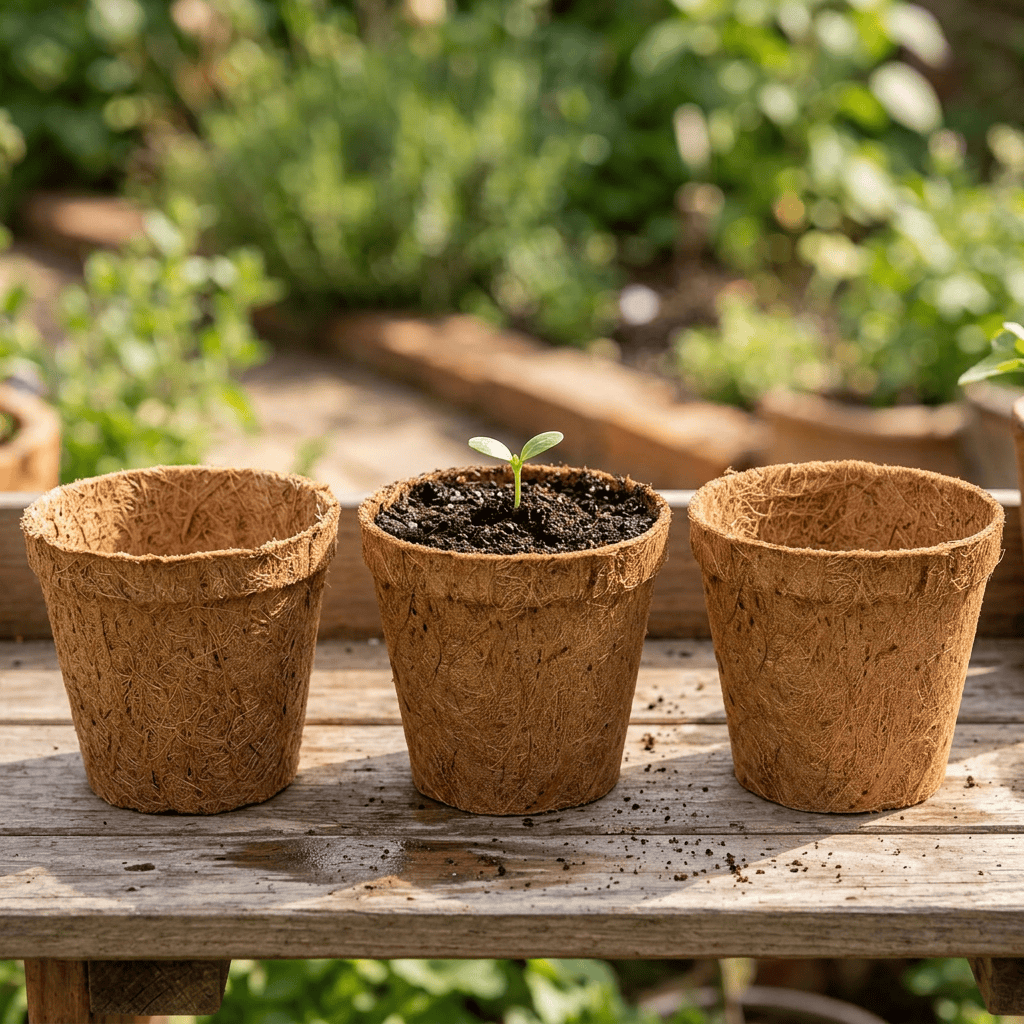Coconut Fiber Round Pots - 3" (Pack of 8)