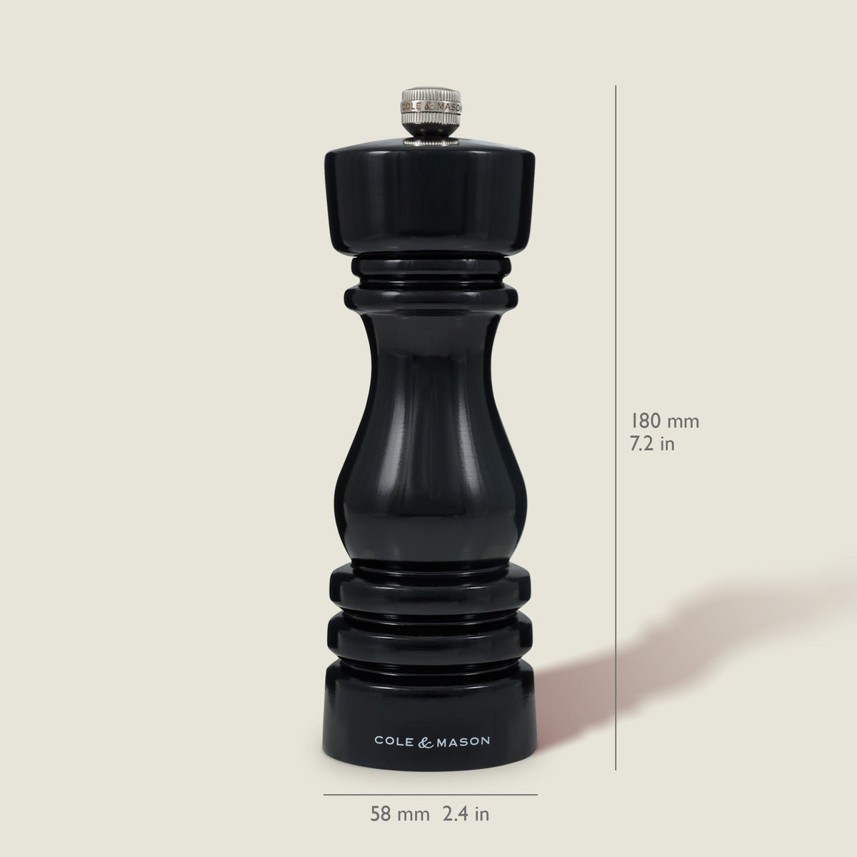 Cole & Mason London Black Gloss Salt & Pepper Mills 7"