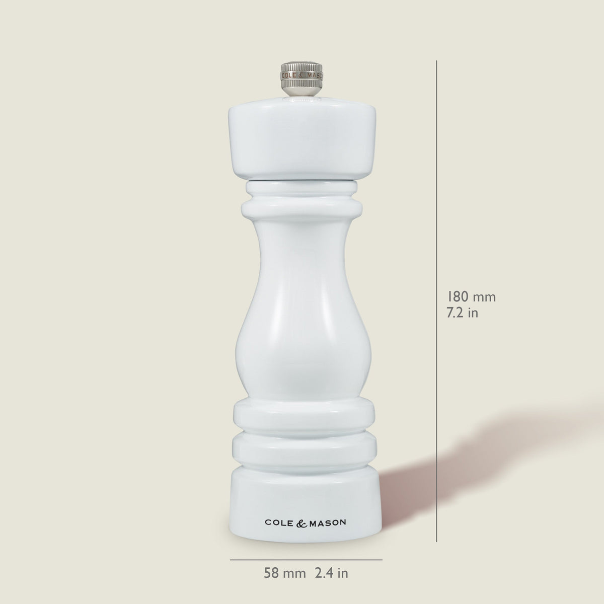 Cole & Mason London White Gloss Salt & Pepper Mills 7"