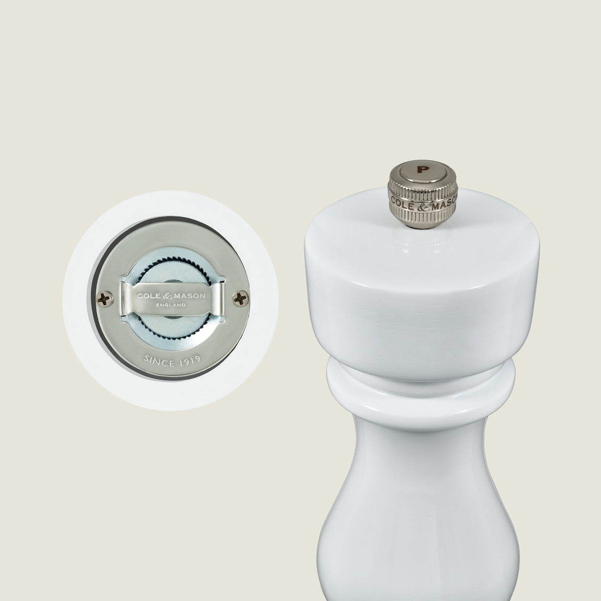 Cole & Mason London White Gloss Salt & Pepper Mills 7"