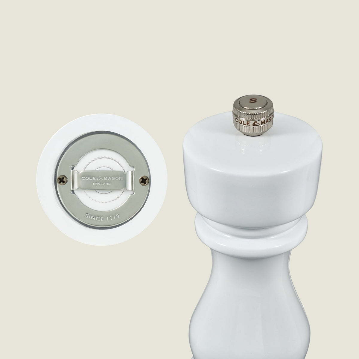 Cole & Mason London White Gloss Salt & Pepper Mills 7"