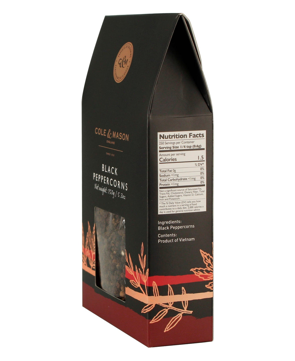 Cole & Mason Black Peppercorns Box Refill 5.3oz
