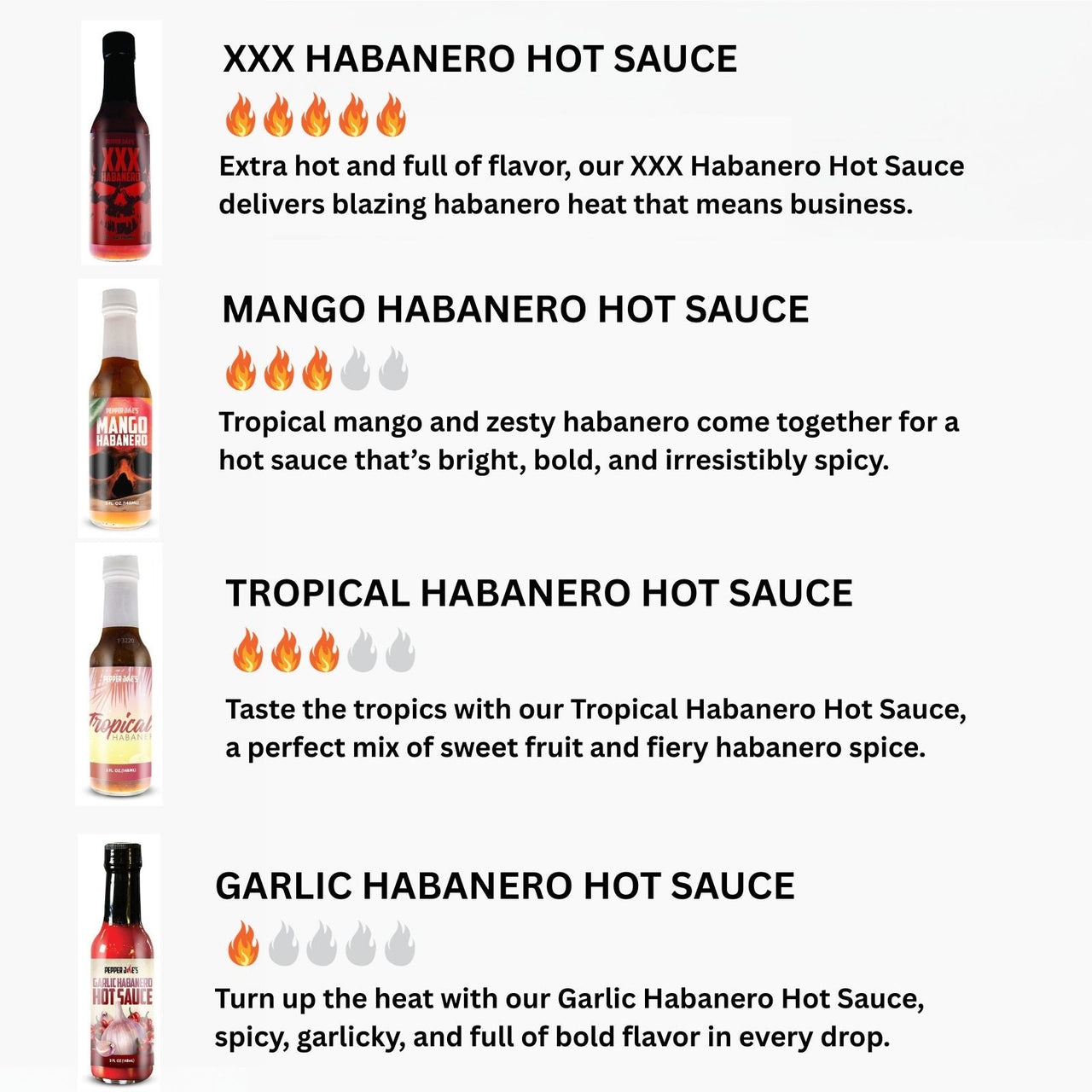 Habanero Hot Sauce Gift Box -  4-Pack Variety Set